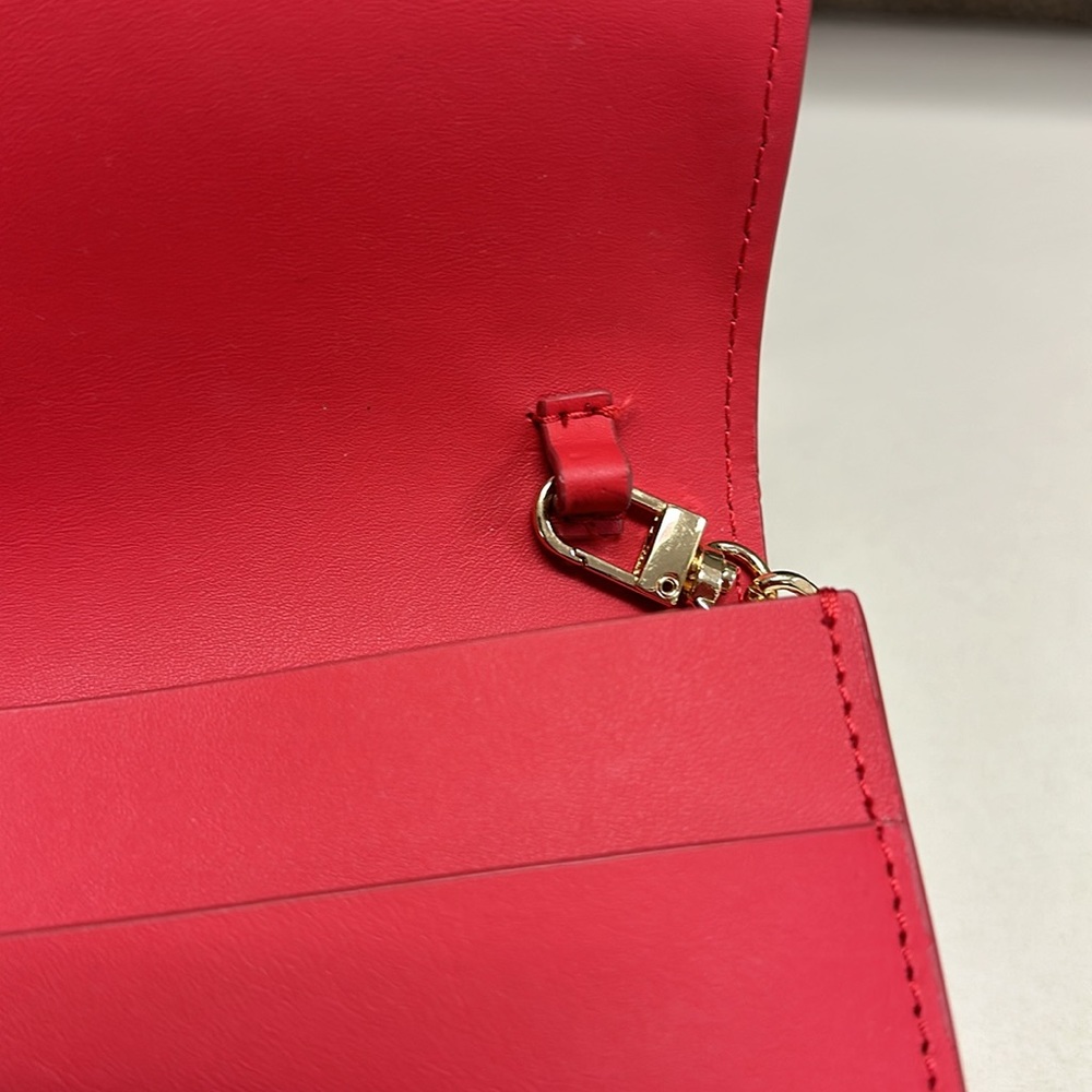 🔥🔥🔥Zac Posen Red Leather Wallet On Chain Crossbody Bag - Picture 11 of 15
